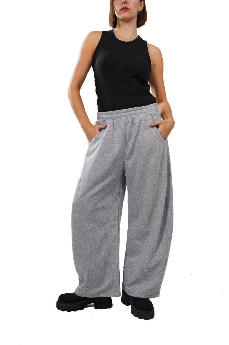 Initials wide leg sweatpants- Grey