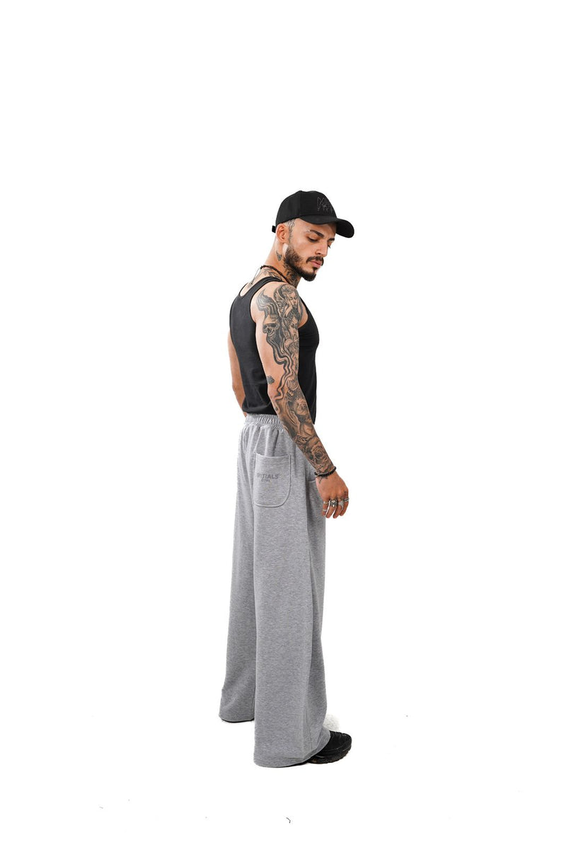 Initials wide leg sweatpants- Grey