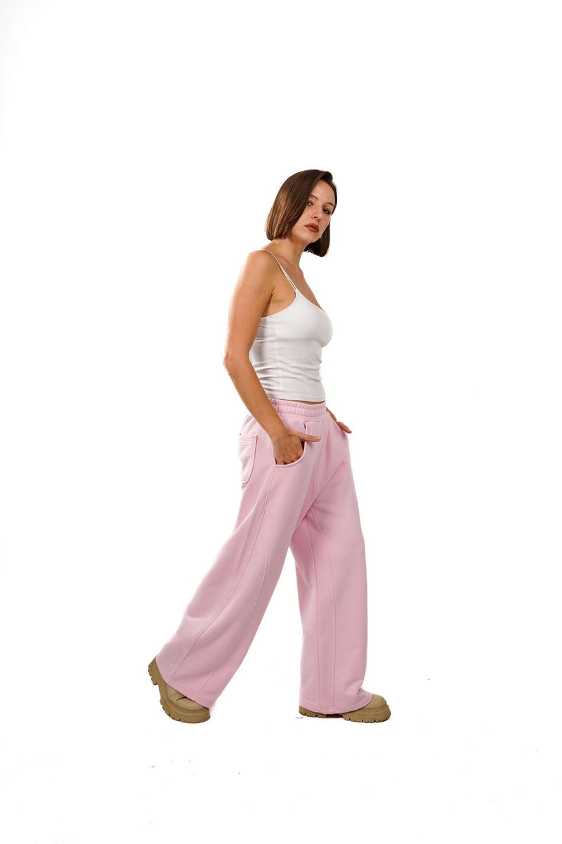 Initials wide leg sweatpants- Pink