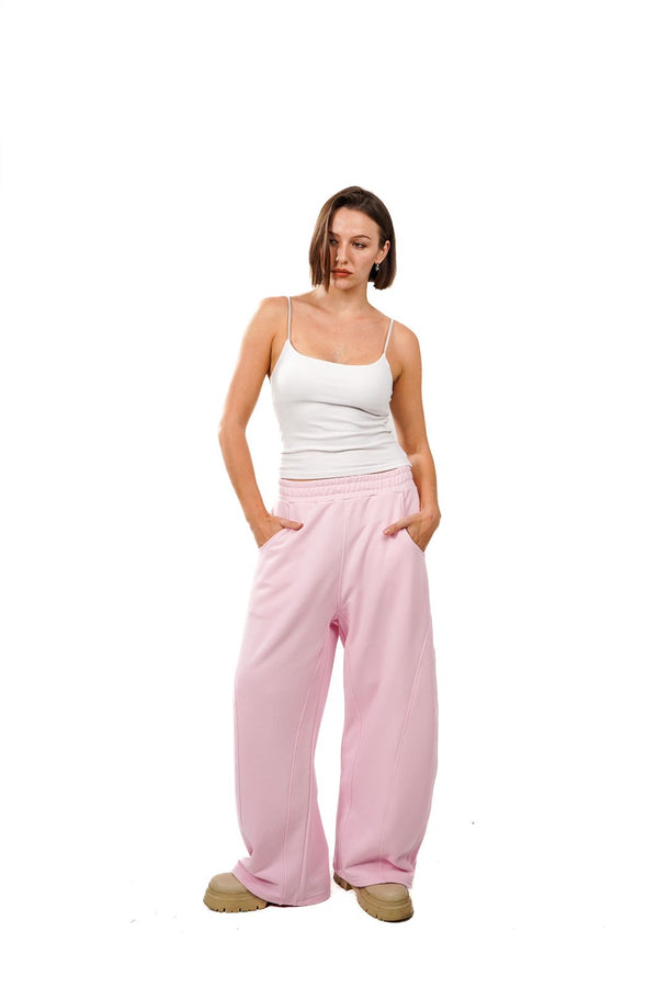 Initials wide leg sweatpants- Pink