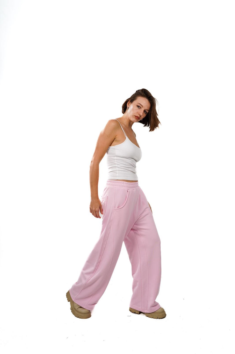 Initials wide leg sweatpants- Pink