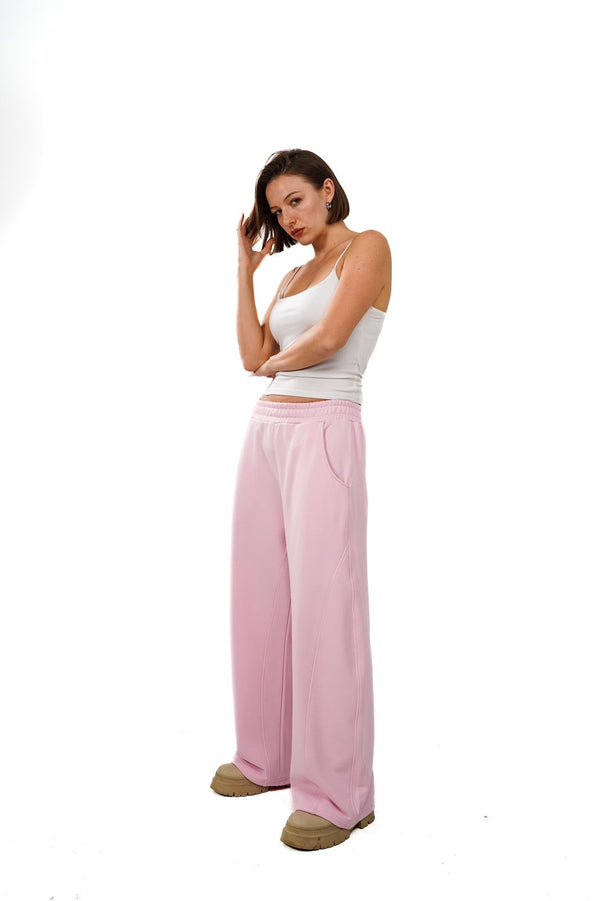 Initials wide leg sweatpants- Pink