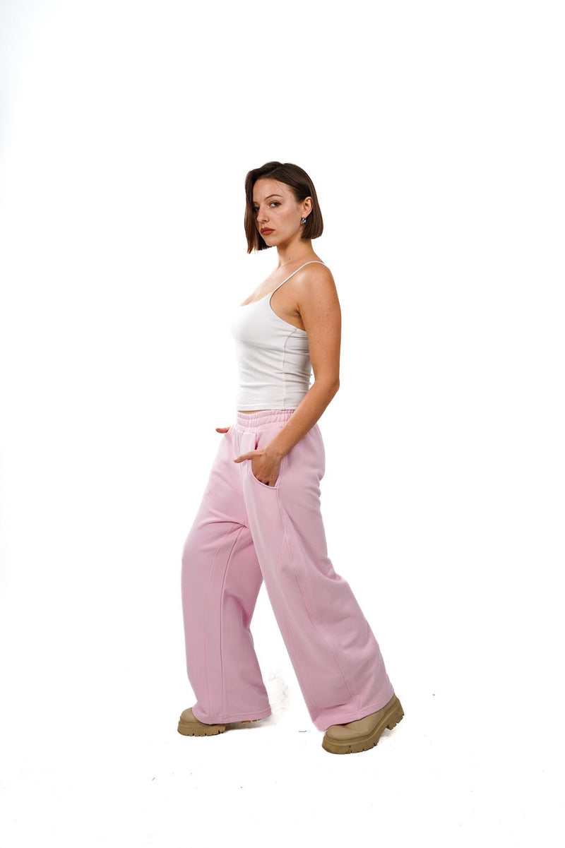 Initials wide leg sweatpants- Pink