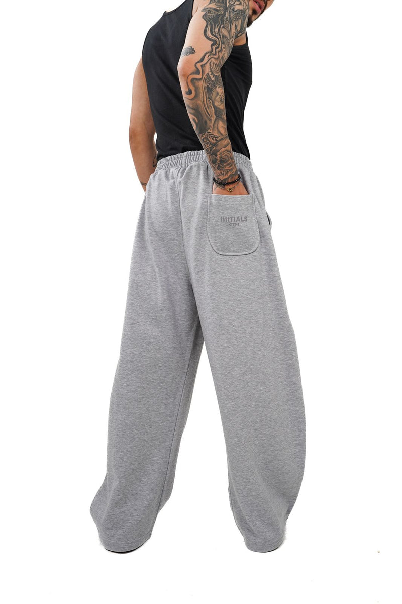 Initials wide leg sweatpants- Grey