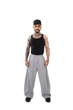 Initials wide leg sweatpants- Grey