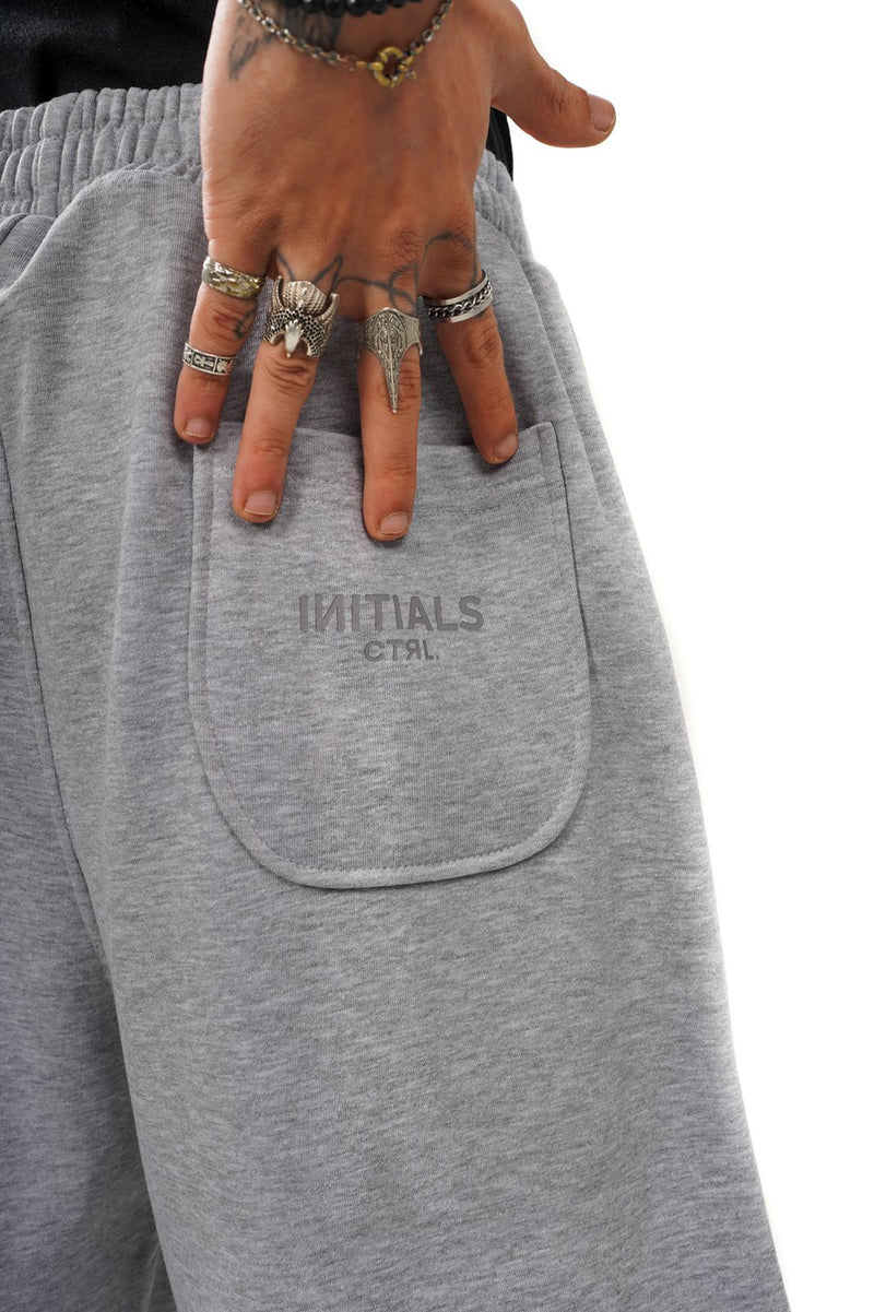 Initials wide leg sweatpants- Grey