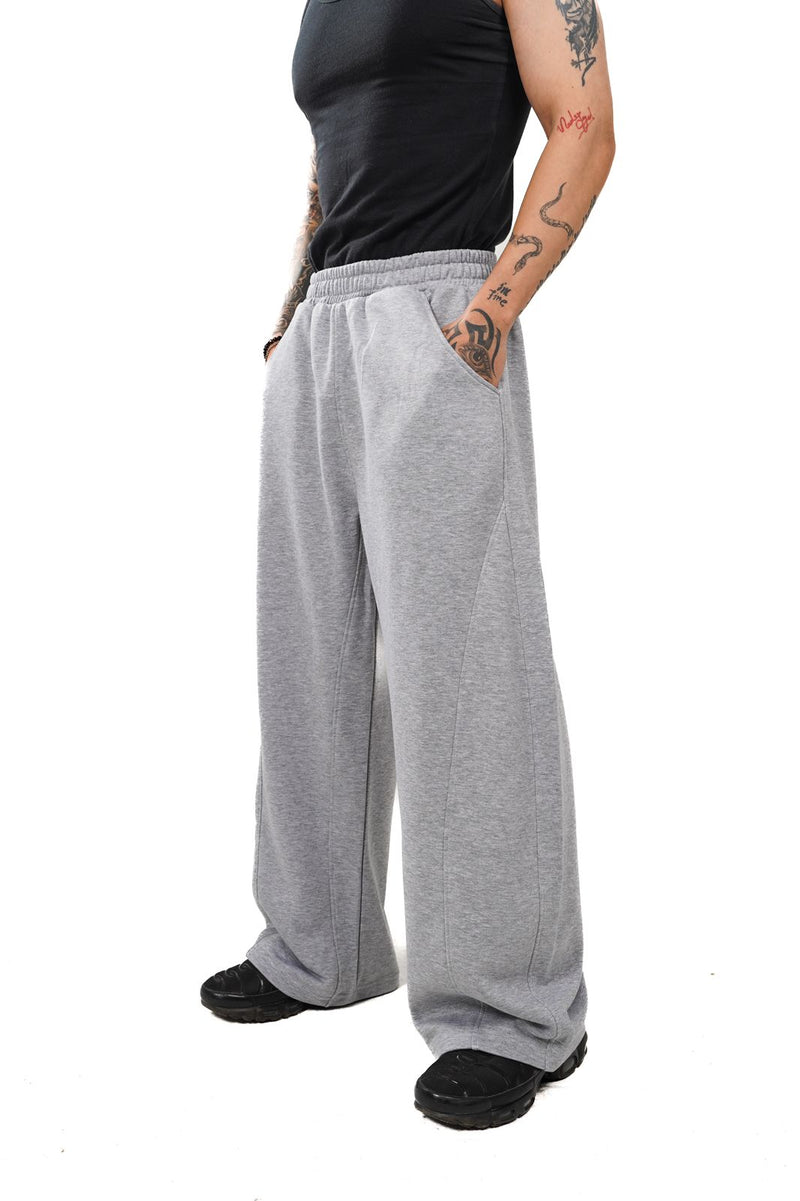 Initials wide leg sweatpants- Grey