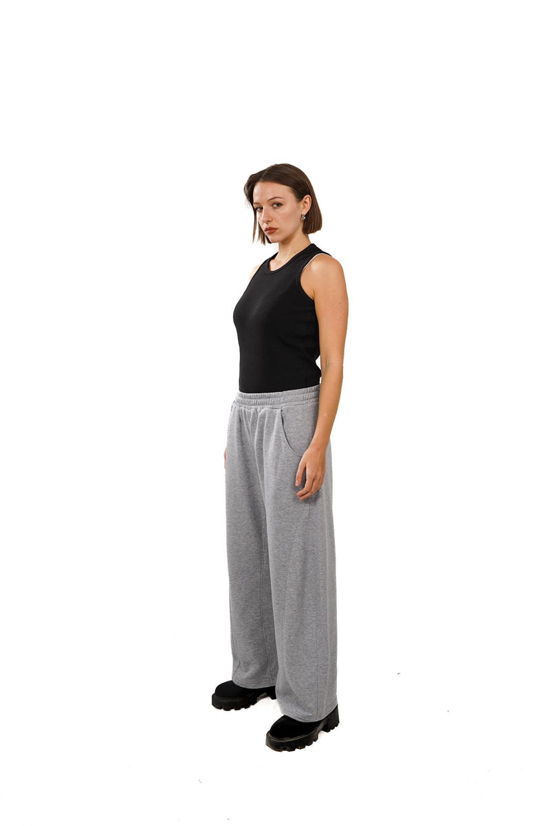 Initials wide leg sweatpants- Grey