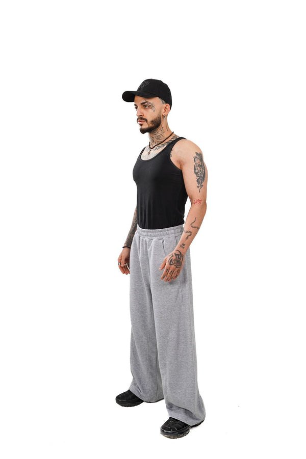 Initials wide leg sweatpants- Grey